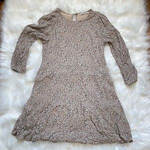 Abercrombie & Fitch Long Sleeve Tan Cheetah Print Dress Size Small Keyhole Back